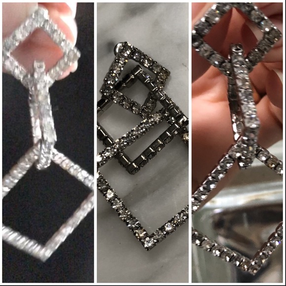 DRESSY RHINESTONE THREE TIER DROP EARRINGS - Picture 1 of 4